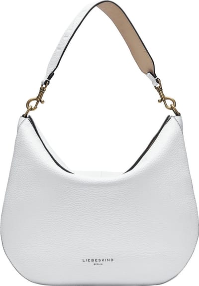 LIEBESKIND BERLIN Leren Schoudertas Alessa 3 Pebble Hobo Bag Cream White Crème