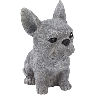 Statues de chien pour jardin Bricolage Réalistes Empêchant la fissuration Statues de chien en résine Décoration de maison pour cour Pelouse Chien assis gray