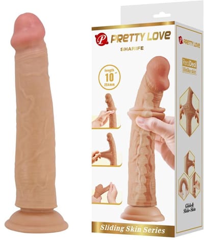 Pretty Love - Sharife - Sliding Skin Realistische Dildo 25,4 cm - Lichte Huidskleur