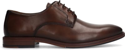 Manfield - Heren - Bruine leren veterschoenen - Maat 42