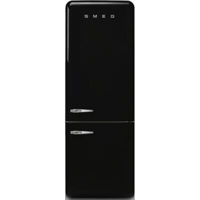 SMEG Koelkast Retro Vrijstaande ijskast Koelkast, Jaren 50, Koel-vriescombinatie, Vrijstaand , Positie scharnier: Rechts, Zwart
