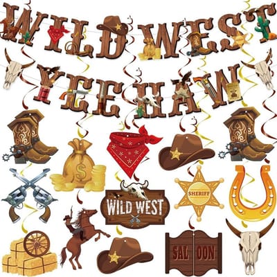 Cowboy Feest Decoraties - Wilde Westen Set - Feest Versieren - Unieke Kleurencombinatie - 13 Stuks Set - Kaki