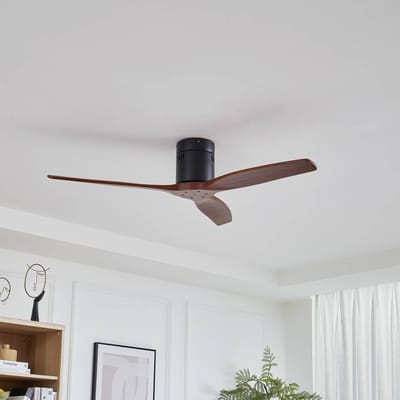 Lucande - Plafondventilatoren zonder verlichting - Hout, ijzer - H: 23 cm - zwart, walnoot