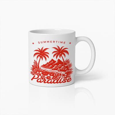 Summertime Paradise Koffiemok - Tropisch Eiland Met Palmbomen Ontwerp - Perfect Cadeau Voor Strand- En Vakantieliefhebbers