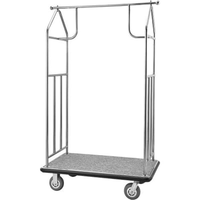 VEVOR Hotelbagagewagen, 362 kg capaciteit, roestvrijstalen bagagewagen, kofferwagen, piccolowagen met grijs tapijt en 15 cm rubberen wielen, ideaal voor hotels, appartementencomplexen, resorts, zilver