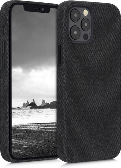 kwmobile hoesje geschikt voor Apple iPhone 12 Pro Max - Stoffen backcover voor smartphone in donkergrijs