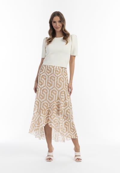 Faina midirok Dames beige wit