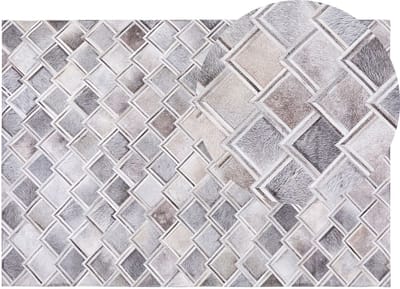 AGACLI - Laagpolig vloerkleed - Lichtgrijs - 140 x 200 cm - Koeienhuid