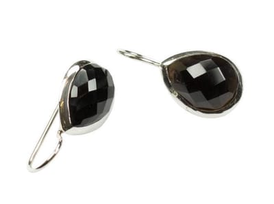 Exclusieve zilveren oorbellen met sluiting Onyx 925 zilver