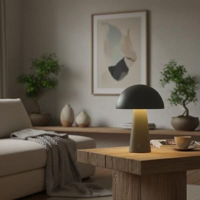 LUSENZ Arvento - Paddenstoel lamp oplaadbaar Groen 20 cm - Tafellamp horeca - Dimbaar - Retro design - USB-C - IP44 voor buiten - 3000K/4500K/6000K