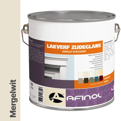 Afinol Zijdeglans Lakverf Mergelwit (G0.05.85) 2,5 liter - Houtverf Binnen - Houtverf Buiten - Lak Geschikt voor Hout, Metaal en Kunststof - Metaalverf - Meer dan 9.000 kleuren