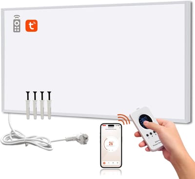 Energiezuinige Verwarming - Wandpaneel App Bediening - Comfortabele Ruimte - Slimme Afstandsbediening - 595 x 1195 cm - Wit