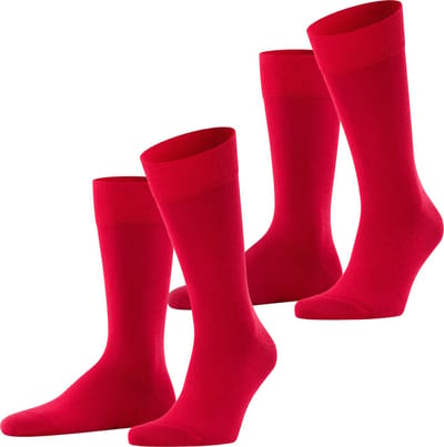 FALKE Happy 2-Pack eenkleurig katoen multipack sokken heren rood - maat 47-50