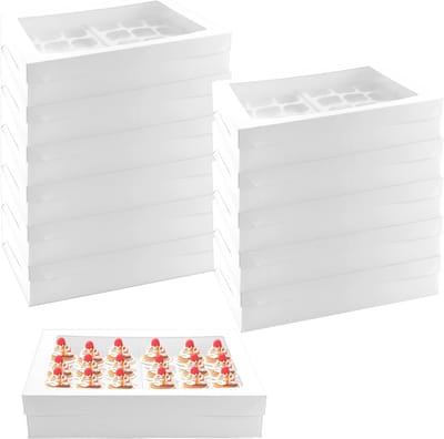 12 Stuks 24-Gaats Cupcakedozen met Venster voor Taarten, Cupcakes en Muffins - Ideaal voor Gebak en Feestjes, 43 x 31 cm