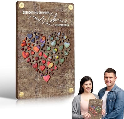 Dailygoods- Huwelijkscadeau gepersonaliseerd - Houten kaart - Geldcadeau bruiloft - Wenskaart - Compact formaat - Uniek ontwerp - Geldkaart