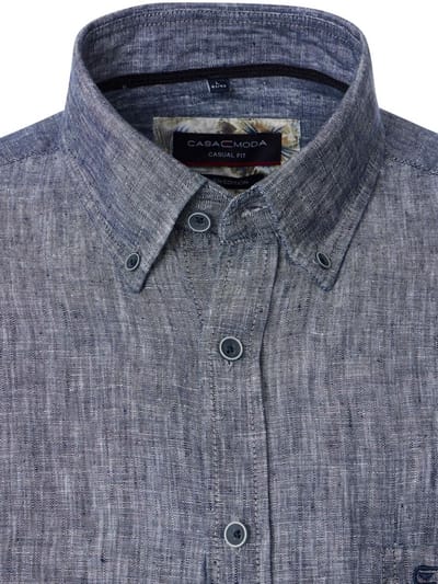 Linnen Casa Moda Blauw Overhemd Button Down Boord - XXL