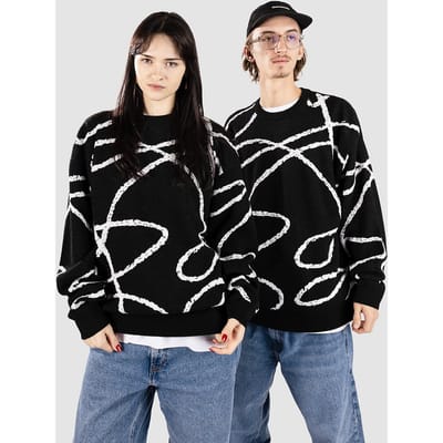 Poetic Collective Doodle Jacquard Knit Crewneck Gebreide Trui zwart