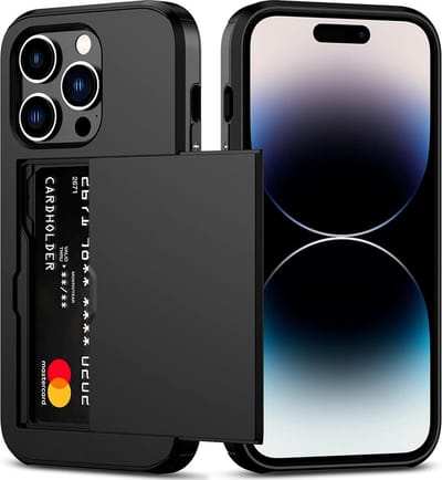 Mobiq pashouder hoesje geschikt voor iPhone 15 Pro Max | vakje voor pasjes zwart
