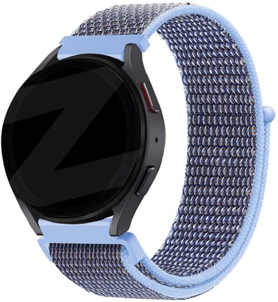 Bandz Hoogwaardige nylon band met klittenband geschikt voor Garmin Vivoactive 6 / 5 / 3 / Vivomove / 3 / HR / Style / Luxe / Sport / Trend / Forerunner 645 / 570 / 245 / 170 / 165 / 70 / 55 / Venu / SQ / SQ2 / 2 Plus / Approach S12 - Azure blauw