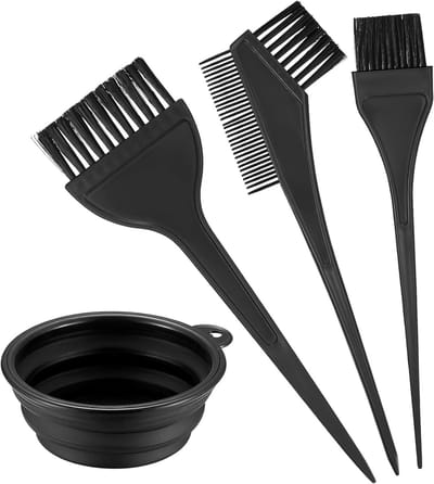 Set van 4 Haarverfkwasten en Kammetjes met Opbergdoos - Ideaal voor Kappers en Thuisgebruik