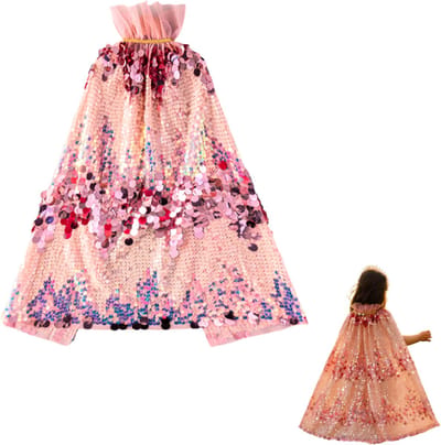 Joya Kids® Luxe Verkleedcape Roze met Glitters en Pailletten | Prinsessencape | Cape Set Paillet | Unicorn | Meisje Verkleedset | Carnvalskleding Meisjes