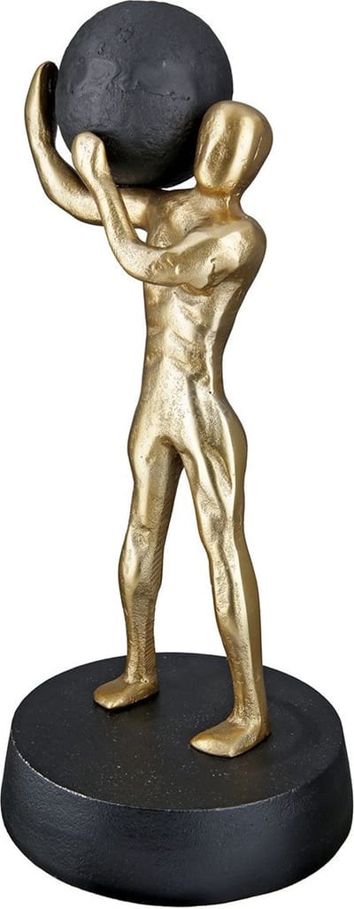 sculptuur de sterkste man 15x35x16 aluminium