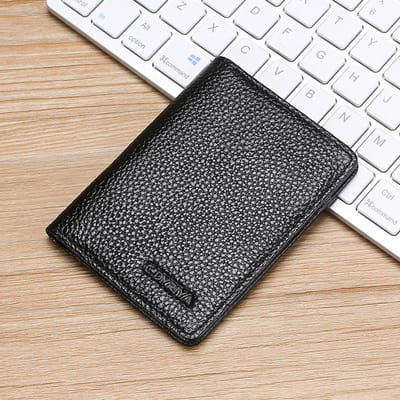 Étui à cartes en cuir Portable, fente multi-cartes, couleur unie, universel, carte bancaire, carte de crédit, carte d'identité, porte-carte de Bus, organisateur de cartes de voyage noir