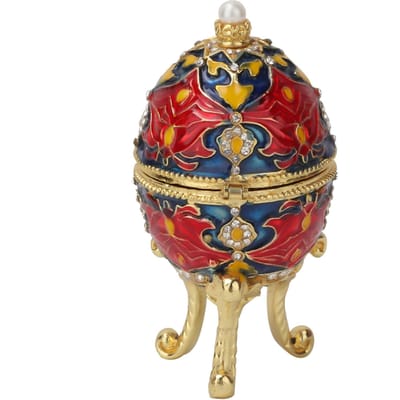 Boîte à bijoux en forme d'œuf de Pâques émaillé vintage avec strass, organisateur de bijoux, décoration, cadeau