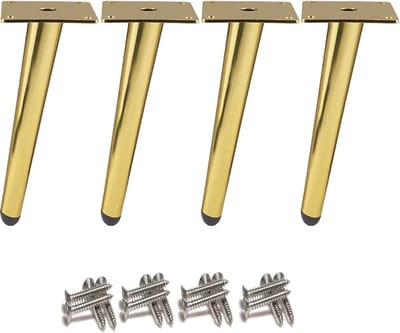 4 stuks schuine tafelpoten voor meubels - Moderne metalen kegelpoten - Hoogwaardig roestvrij staal - Gouden afwerking