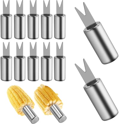 Dailygoods- Maïskolfhouders 12 Stuks - Roestvrij Stalen Houders - Ergonomisch Handvat - Antislip - Geschikt voor BBQ - Duurzaam Materiaal - Maïshouders