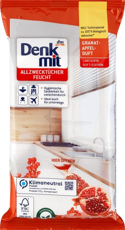 Denkmit Allesreiniger Schoonmaakdoekjes - Granaatappel - 50 stuks | Schoonmaakdoekjes Limited Edition | Hygiënische Frisheid