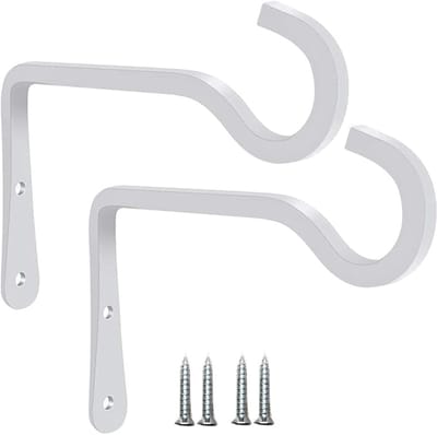 Daity Twee-pack 15 x 10 cm - witte metalen wandhaken - ophangbeugels - binnen- en buitenplantenhaken - voederbakhaken - bloempothaken - lantaarnhaken - windgonghaken