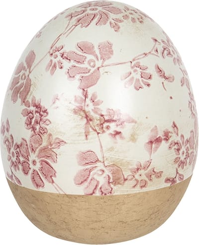 Clayre & Eef Decoratie Ei 6CE1187S Ø 9*12 cm Beige, Roze Keramiek Rond,Decoratief Figuur,Decoratieve Accessoires,Woonaccessoires