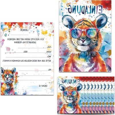 Schattige verjaardagskaarten met tijgerdesign voor jongens en meisjes - Feestelijke uitnodigingen en decoraties voor kinderfeestjes