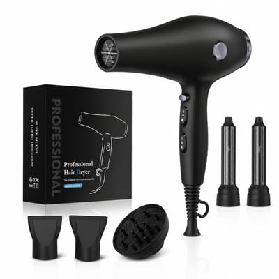 Haardroger - 2400 W - 3 snelheden met warme en koude lucht - concentrator- en diffuseropzetstuk - zwart