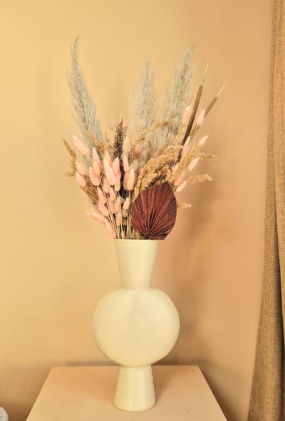 Pampas pluimen Met Vaas - Droogbloemen boeket Soft Pink - Roze MET VAAS - Beige - Bloemenvaas - Droogboeket - Pampaspluimen gedroogd - Wit - Moederdag