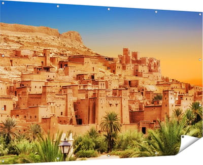 Gards Tuinposter Kasbah Ait Ben Haddou Stad in Marokko - 180x120 cm - Tuindoek - Tuindecoratie - Wanddecoratie buiten - Tuinschilderij