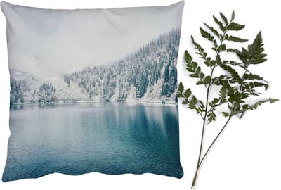 Sierkussens - Kussentjes Woonkamer - 45x45 cm - Winter - Water - Sneeuw - Kerstversiering - Kerstdecoratie voor binnen - Woonkamer