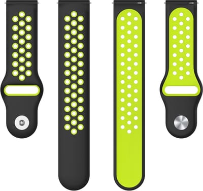 Siliconen bandje - geschikt voor Samsung Gear S3 / Galaxy Watch 3 45 mm / Galaxy Watch 46 mm - zwart-limoengroen