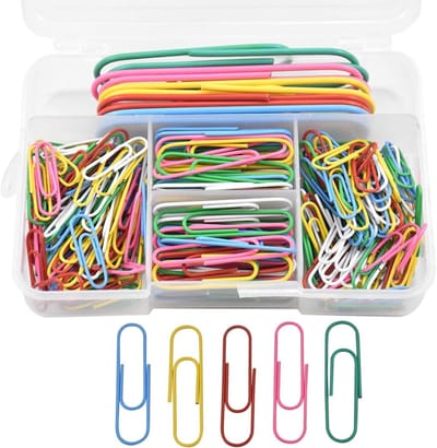 250 Stuks Gekleurde Paperclips Set - Plastic Coated, Klein en Groot, 28mm en 50mm - Perfect voor Kantoor en Schoolbenodigdheden met Opbergdoos