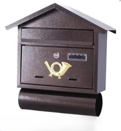 Wandbrievenbus - Brievenbus buiten - Post veilig bewaren - Roestbestendig metaal - Grote capaciteit - Antiek brons