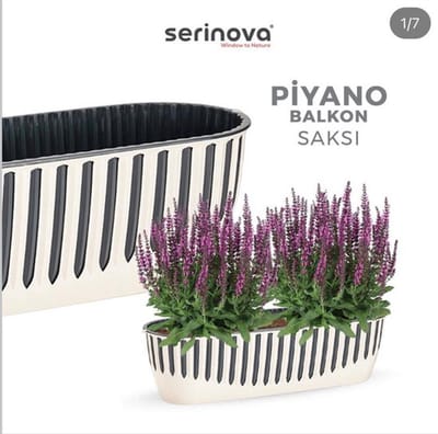 2 Piano bloembakken crème antraciet 8L Serinova vensterbank balkonbakken plantenbak 51cm UV bestendig