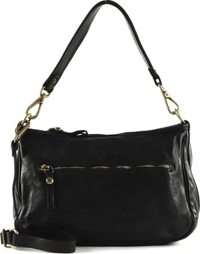 CAMPOMAGGI Leren Schoudertas Eracle Shoulder Bag Nero Zwart
