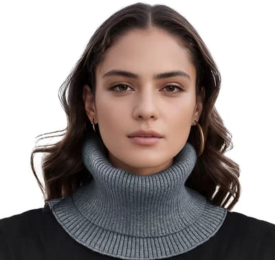 Gebreide Wintersjaal voor Dames – Warme Dikke Halswarmer met Dubbele Laag – Afneembare Kraag – Effen Kleur – Winter Sjaal, Ring Sjaal, Colsjaal