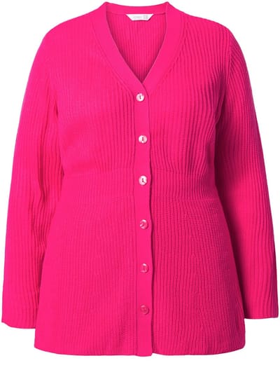 MIAMODA - Dames - Vest A-lijn schootje lange mouwen - Hibiscusrood - Maat 46+