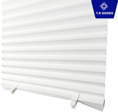 T.R. Goods Tijdelijke Plissé Gordijnen – Plak Raambekleding Zonder Boren – 122 x 204 cm – Goedkope Raamdecoratie – Wit