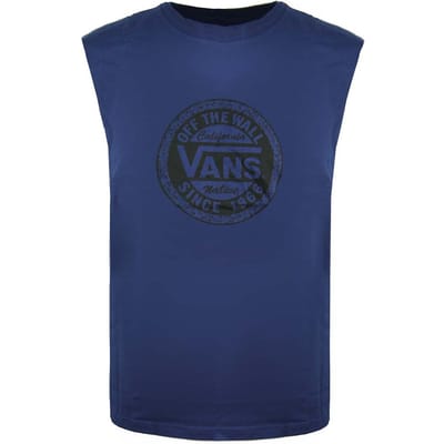 Vans Off The Wall Crew Neck Mouwloos Navy Blauw Heren Vest V1YEFWC