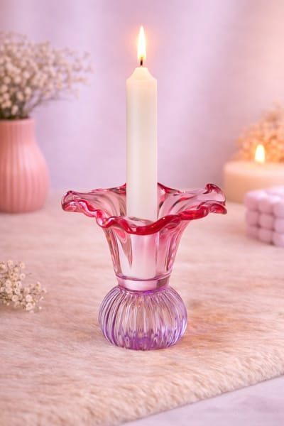 Glazen Kaarshouder – Dubbelzijdig Design  | Viva Femme | Kaarsen | Waxinelichthouder | Kandelaar | Decoratie | Cadeau | Wonen | Lente