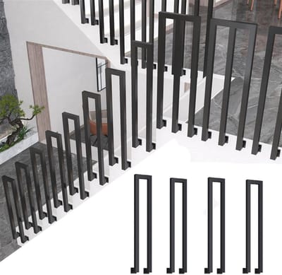 Smeedijzeren zwarte spandoek voor trappen en buitenruimtes, eenvoudige installatie, set van 4 stuks, ideaal voor tuinen dekken, terrassen en balkons