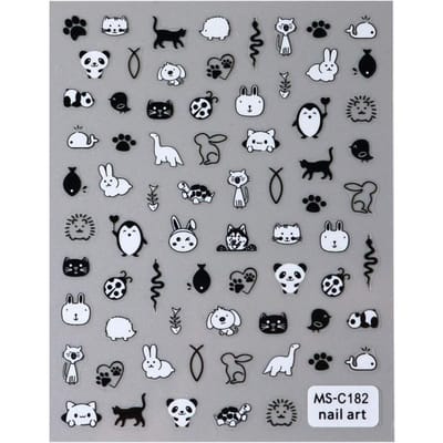 1 stuks Zwarte Kat Nagelstickers 3D Leuke Cartoon Dier Zelfklevende Nagellak Decals Sliders Decoraties Manicure Accessoires DIY Nagels Benodigdheden MS-C182 gray